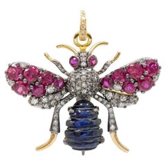 Pradera Jewels 18K Gelbgold & Silber Anhänger mit Diamanten, Saphiren & Rubinen