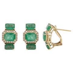 Pradera Joyas y Pendientes Esmeralda y Oro Amarillo 18k y Diamantes Blancos