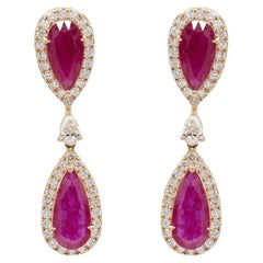 Pradera Joyas Pendientes de Rubí y Oro Rosa 18k y Diamantes Blancos