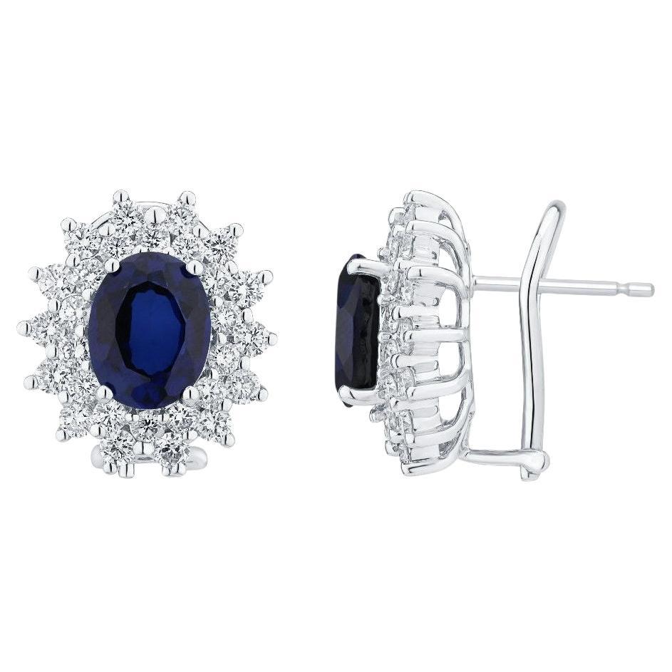 Pradera Jewels Orecchini con zaffiro blu, oro bianco 18k e diamanti bianchi in vendita