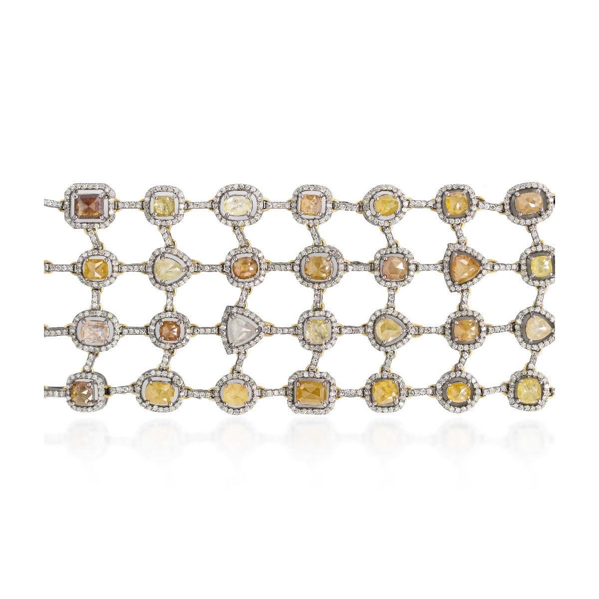 Pradera Jewels D'Art Orecchini in oro e argento con diamanti e zaffiro giallo in vendita 9