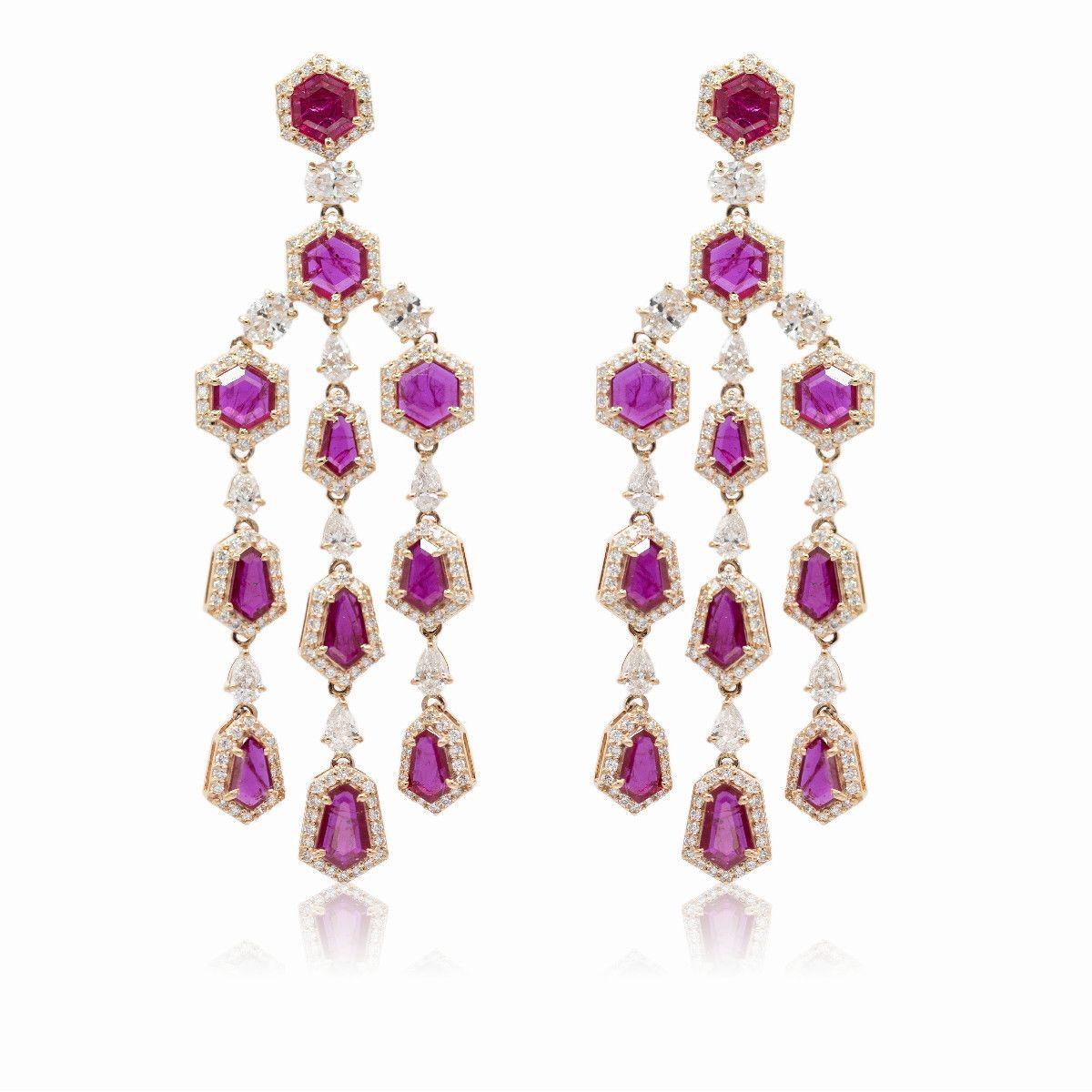 Pradera Joyas Pendientes Esmeralda & Oro Rosa 18k & Diamantes Blancos en venta 11