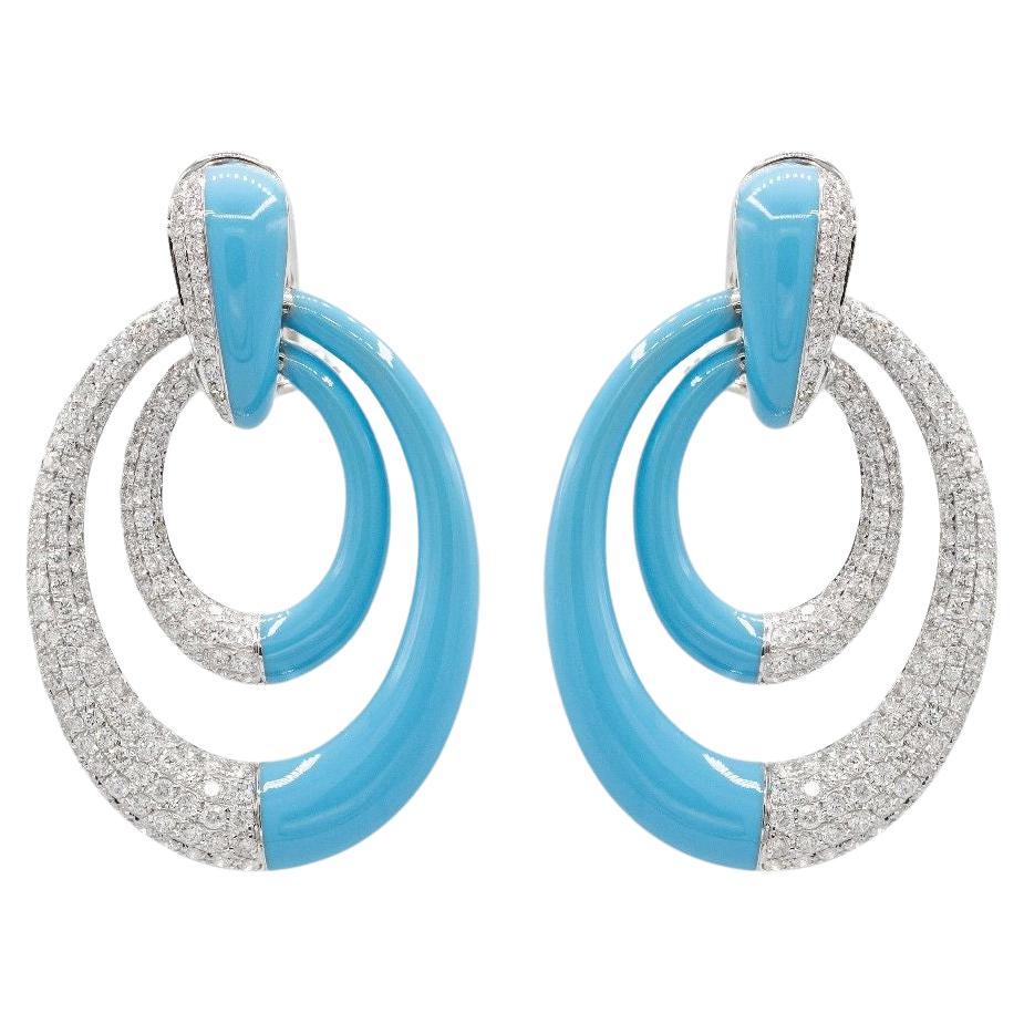 Pradera Jewels Orecchini con smalto, oro rosa 18k e diamanti bianchi
