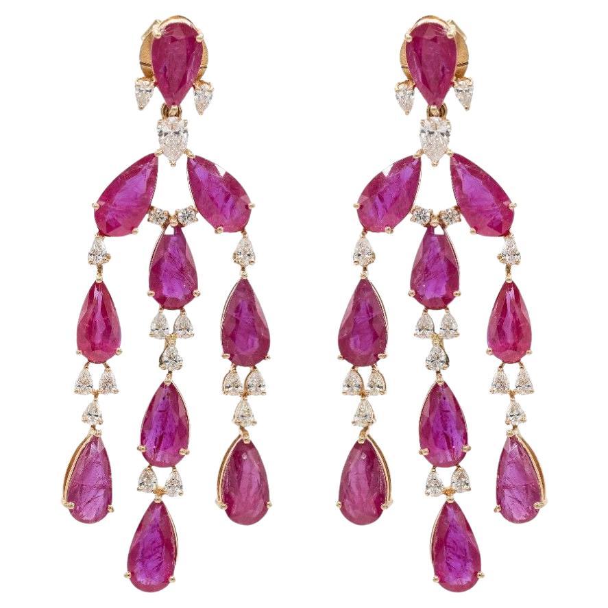 Pradera Jewels Boucles d'oreilles rubis & or rose 18k & diamants blancs
