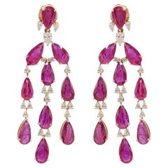 Pradera Jewels Boucles d'oreilles rubis & or rose 18k & diamants blancs