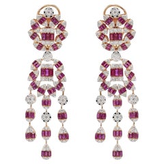 Pradera Jewels Boucles d'oreilles rubis & or rose 14k & diamants blancs