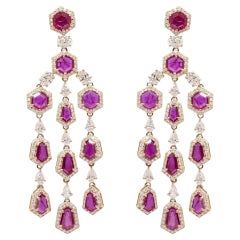Pradera Jewels Boucles d'oreilles rubis & or rose 18k & diamants blancs