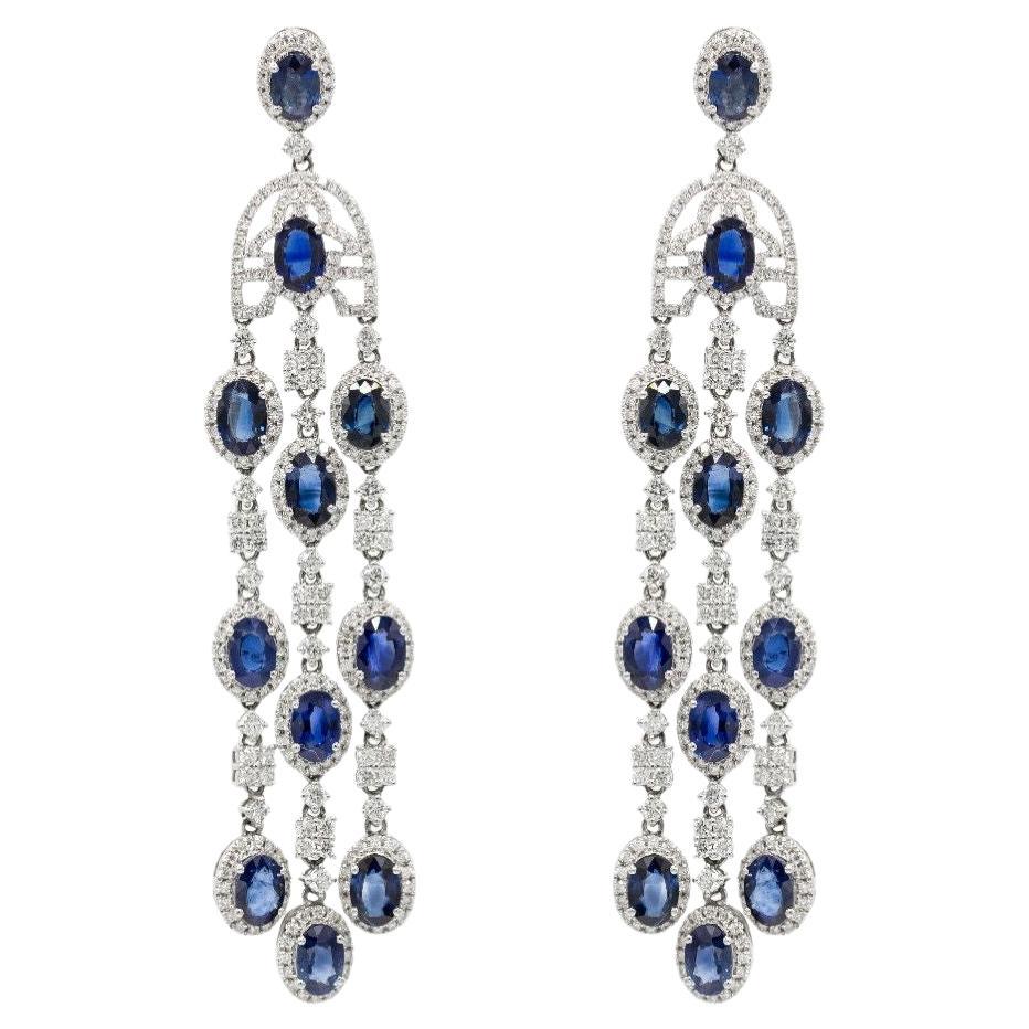 Pradera Jewels Boucles d'oreilles saphir & or blanc 14k & diamants blancs en vente