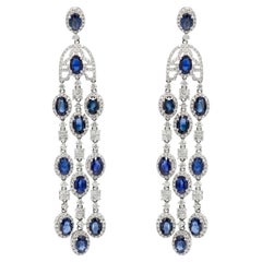 Pradera Jewels Orecchini con zaffiro, oro bianco 14k e diamanti bianchi
