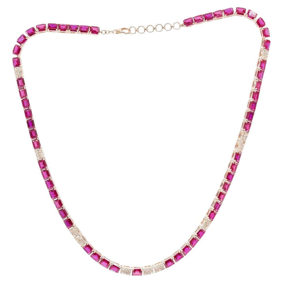 Pradera Jewell Collana in argento con diamanti e rubini in vendita