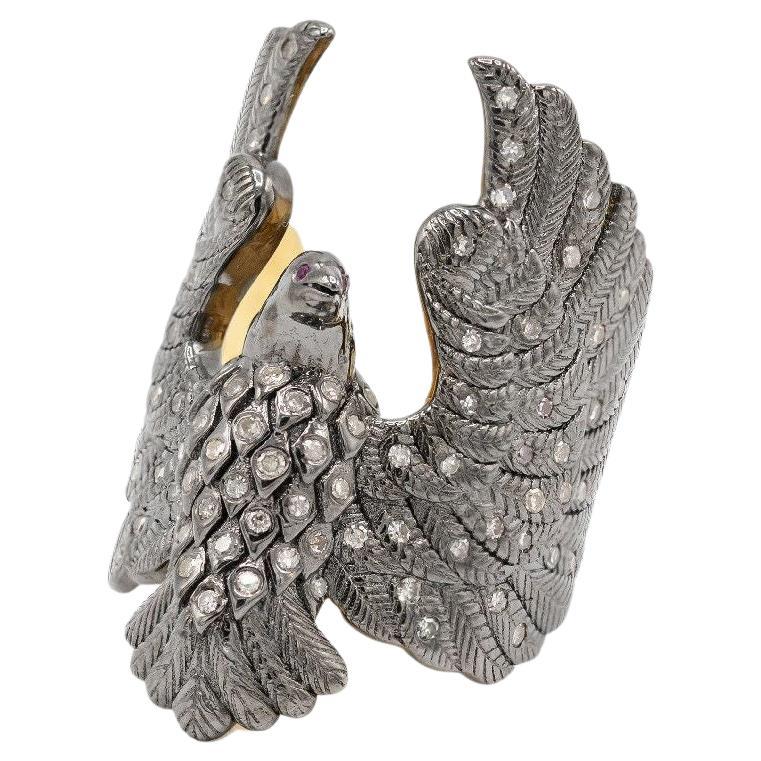 Pradera Jewels Silver Ring with Diamonds 
Rubies For Sale