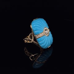 Pradera Ring in 18K Yellow Gold Turquoise and 21 Diamonds