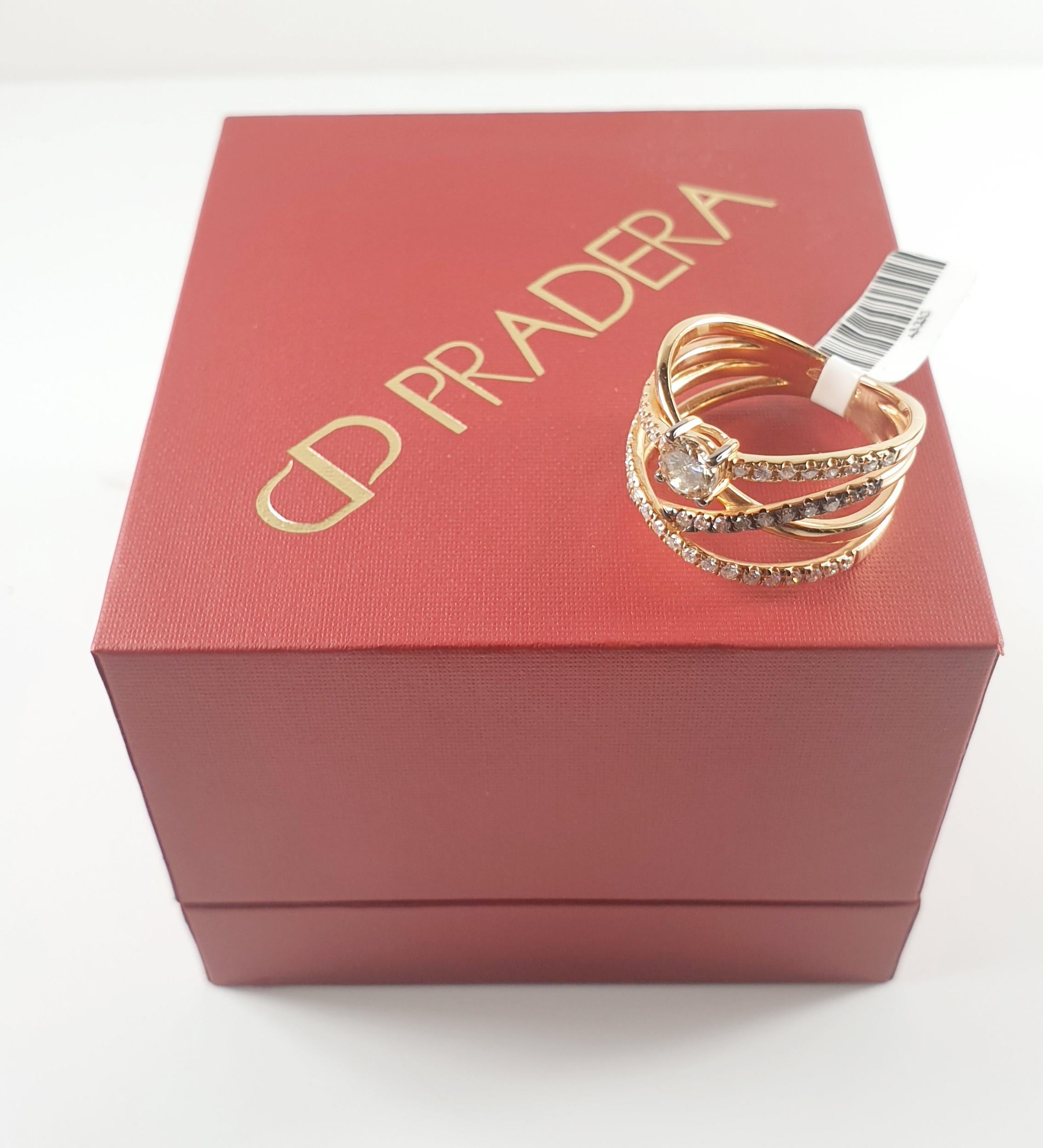 Pradera Solitär-Ring mit braunem Diamant in der Mitte aus 18 Karat Gold Damen im Angebot