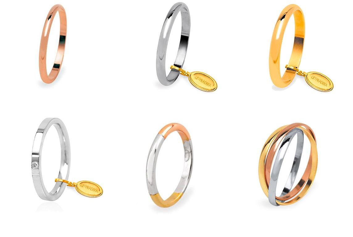 For Sale:  Pradera Tricolor Wedding Band in Rose, Yellow & White Gold 3