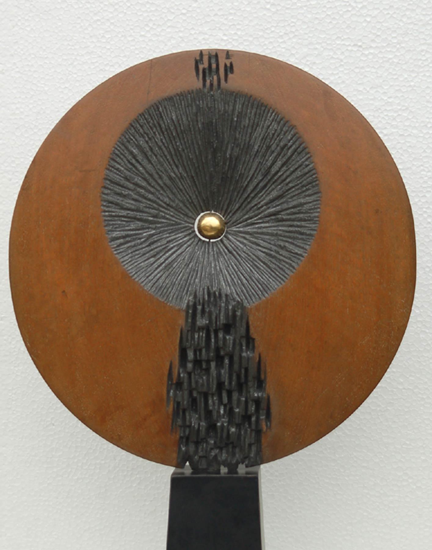 Nature II : Abstract, Bronze, Wood Sculpture by Indian sculptor 