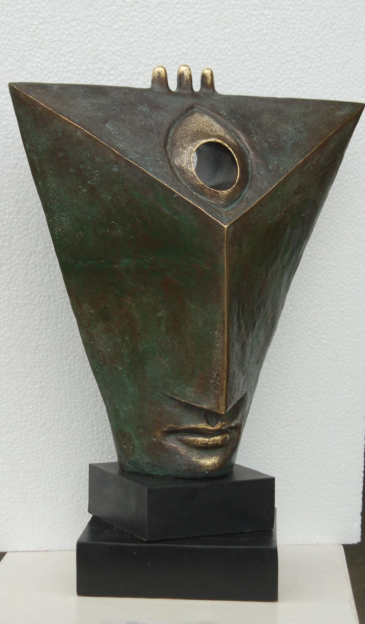 Pradip Mondal Abstract Sculpture - The Third Eye, Power of the Myth, Indian Goddess with Three eyes, IndianSculpture