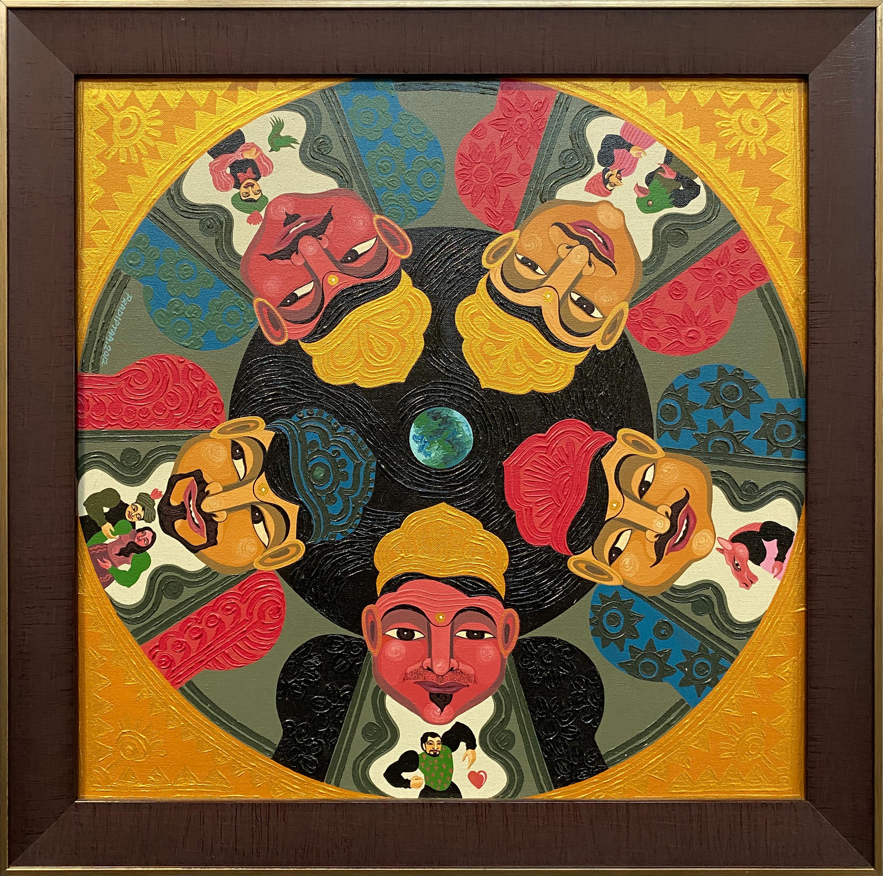 Mandala, Different Faces of Man - Other Art Style Painting by Pradiptaa Chakraborty