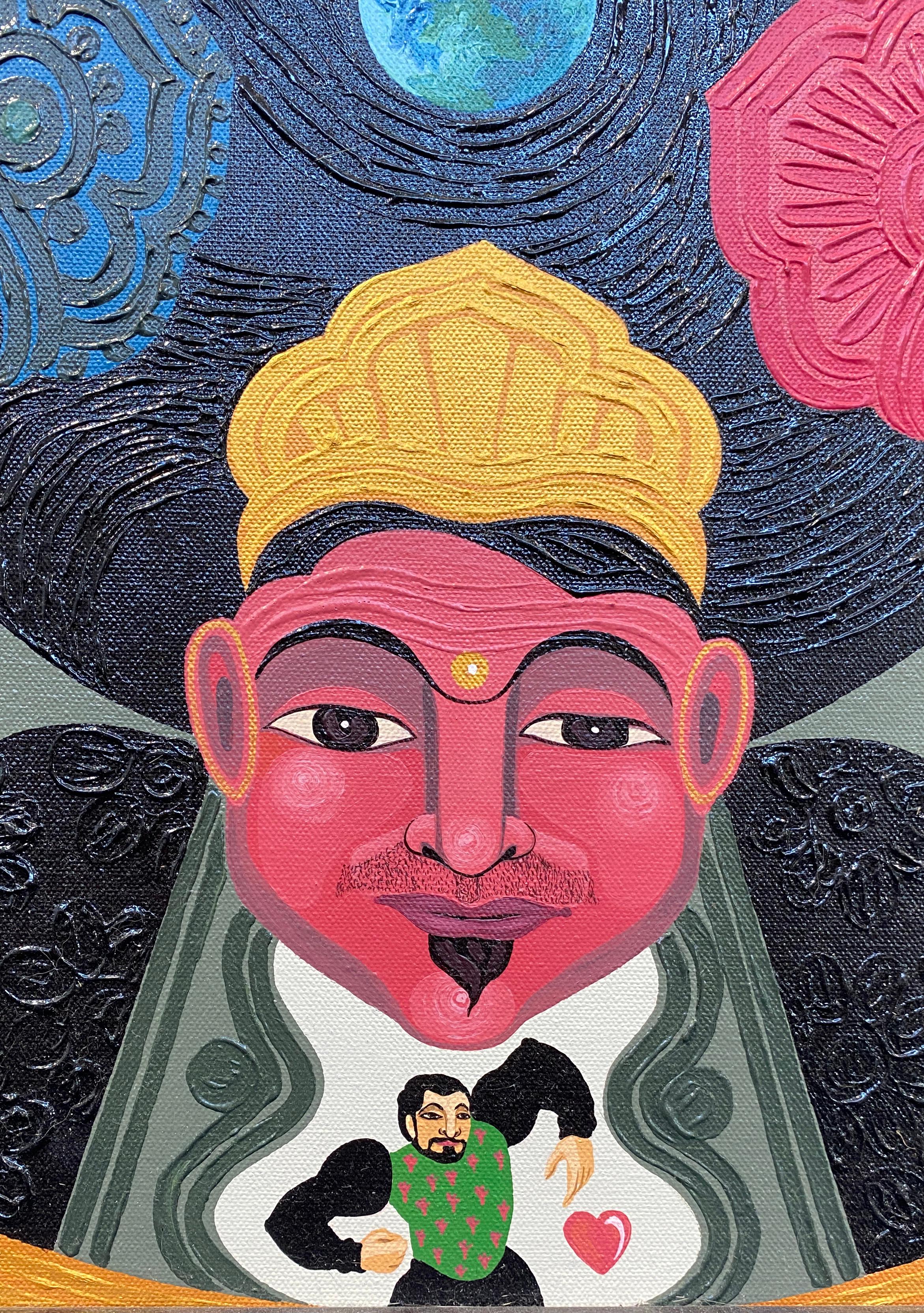 Mandala, Different Faces of Man - Brown Figurative Painting by Pradiptaa Chakraborty