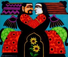 El Amor Melodioso, Acrílico sobre Tablero Canson por Artista Contemporáneo "En Stock"