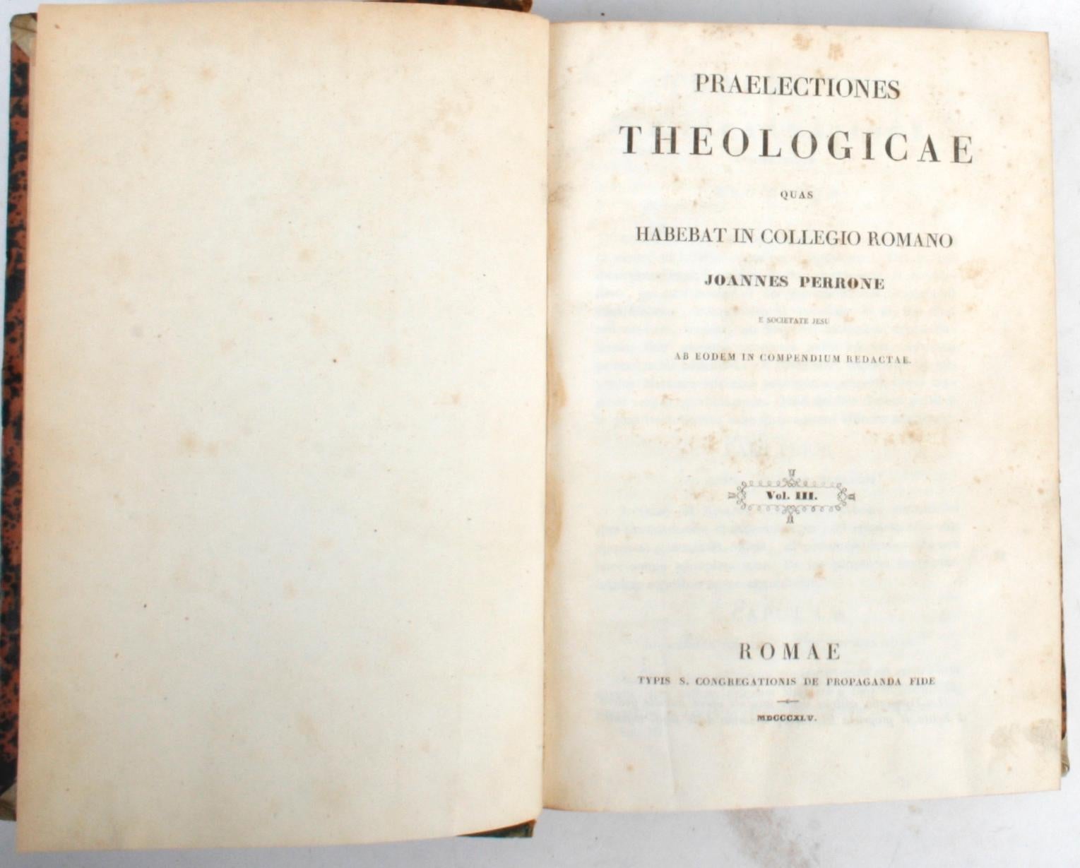 Italian Praelectiones Theologicae Joannes Perrone, 1847