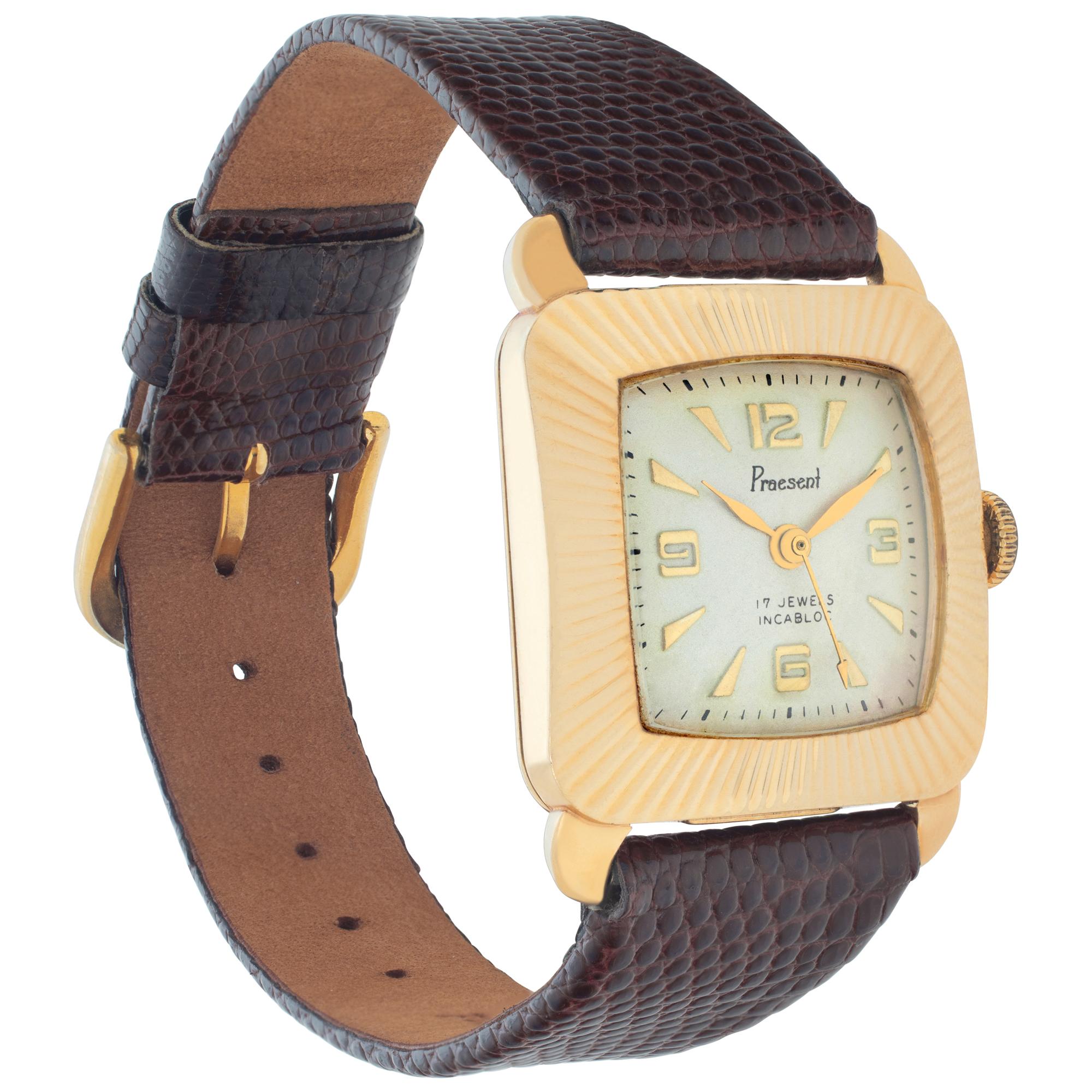 Praesent Vintage 18k Yellow Gold Wristwatch In Excellent Condition In Surfside, FL