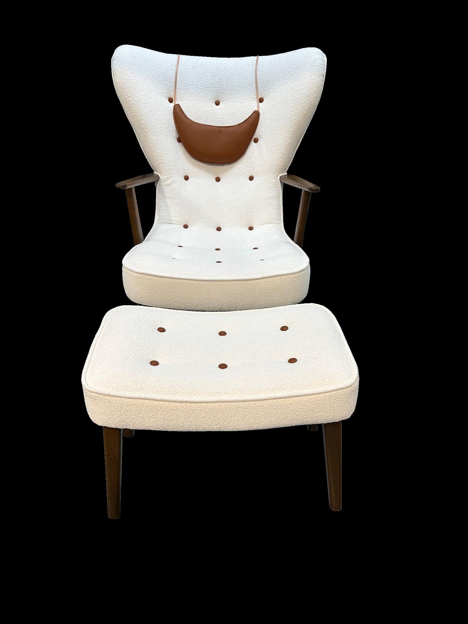 20ième siècle Chaise longue et repose-pieds Pragh de Madsen & Schubell en vente