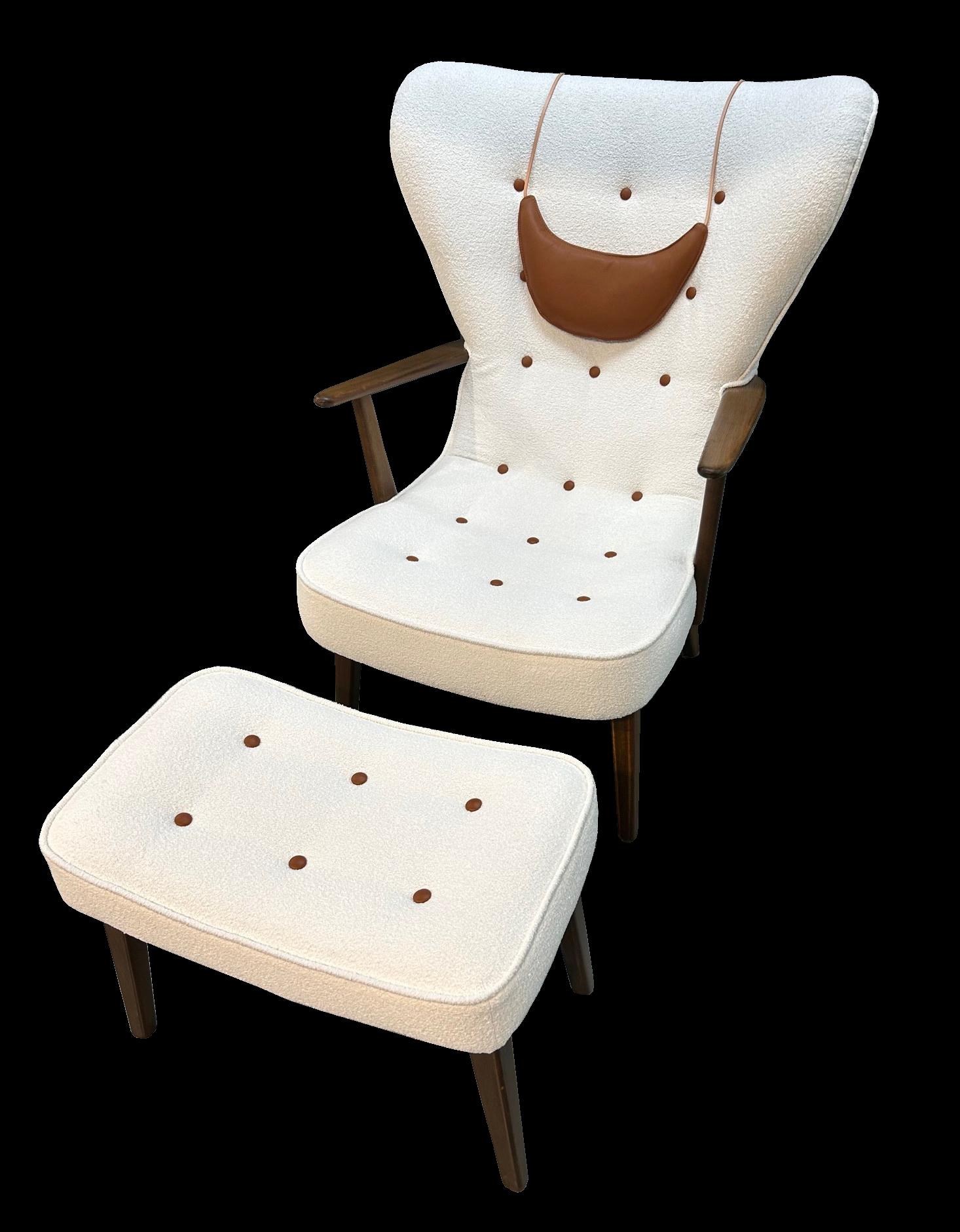 20th Century Pragh Lounge Chair and Ottoman by Madsen & Schubell For Sale