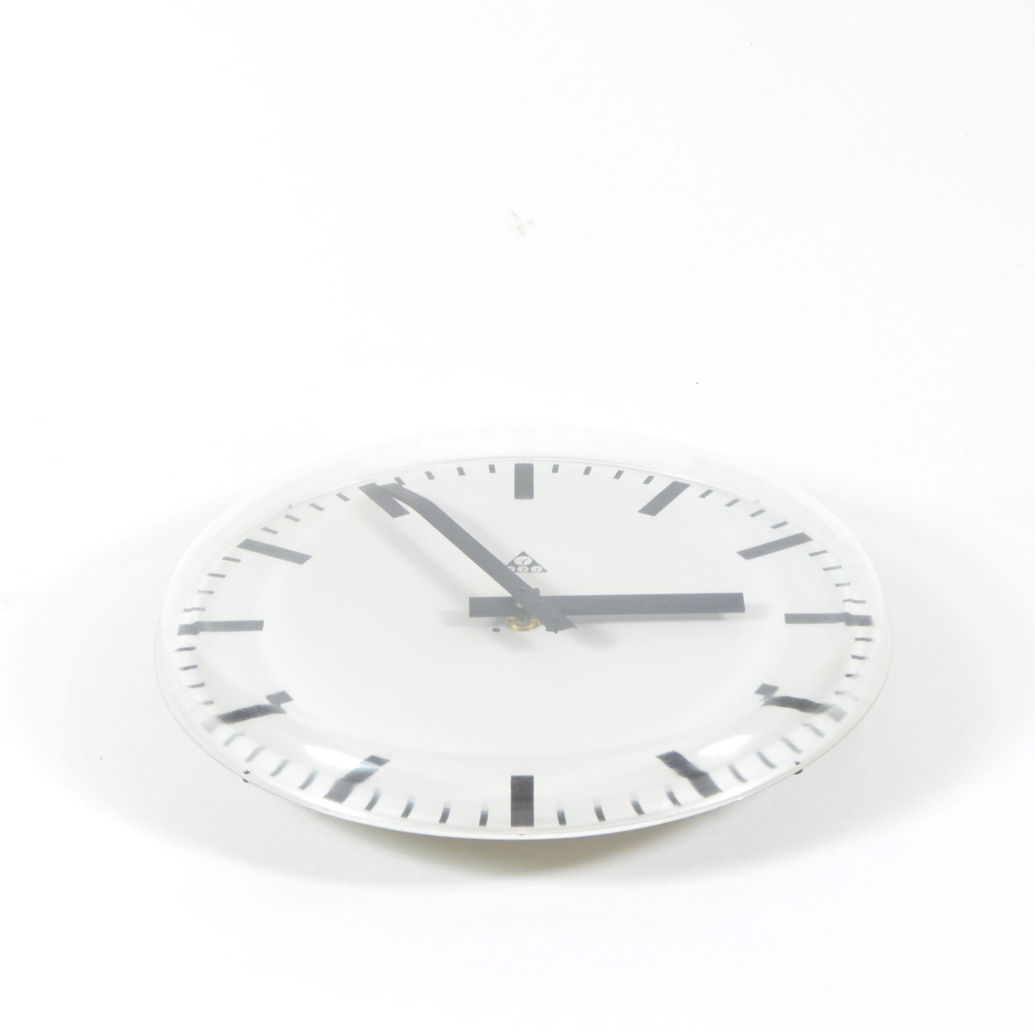 Modern Pragotron Wall Clock with No Frame, Czechoslovakia, 1980s For Sale