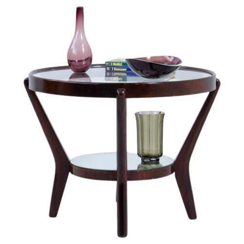 Prager Couchtisch aus den 1950er Jahren mit Glas- und Spiegelablagen im Angebot