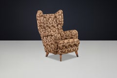 Prague Art Deco Wingback Chair in Original Upholstery, Czechoslovakia 1940s