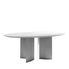 Praia Elliptical White Dining Table