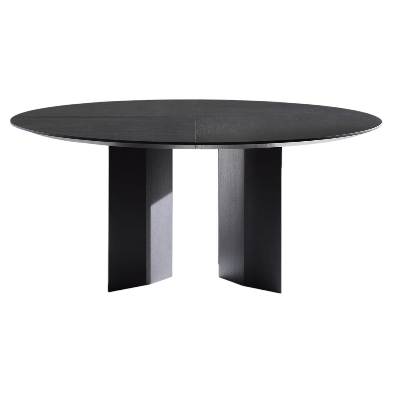 Praia Round 180 Black Wood Dining Table For Sale