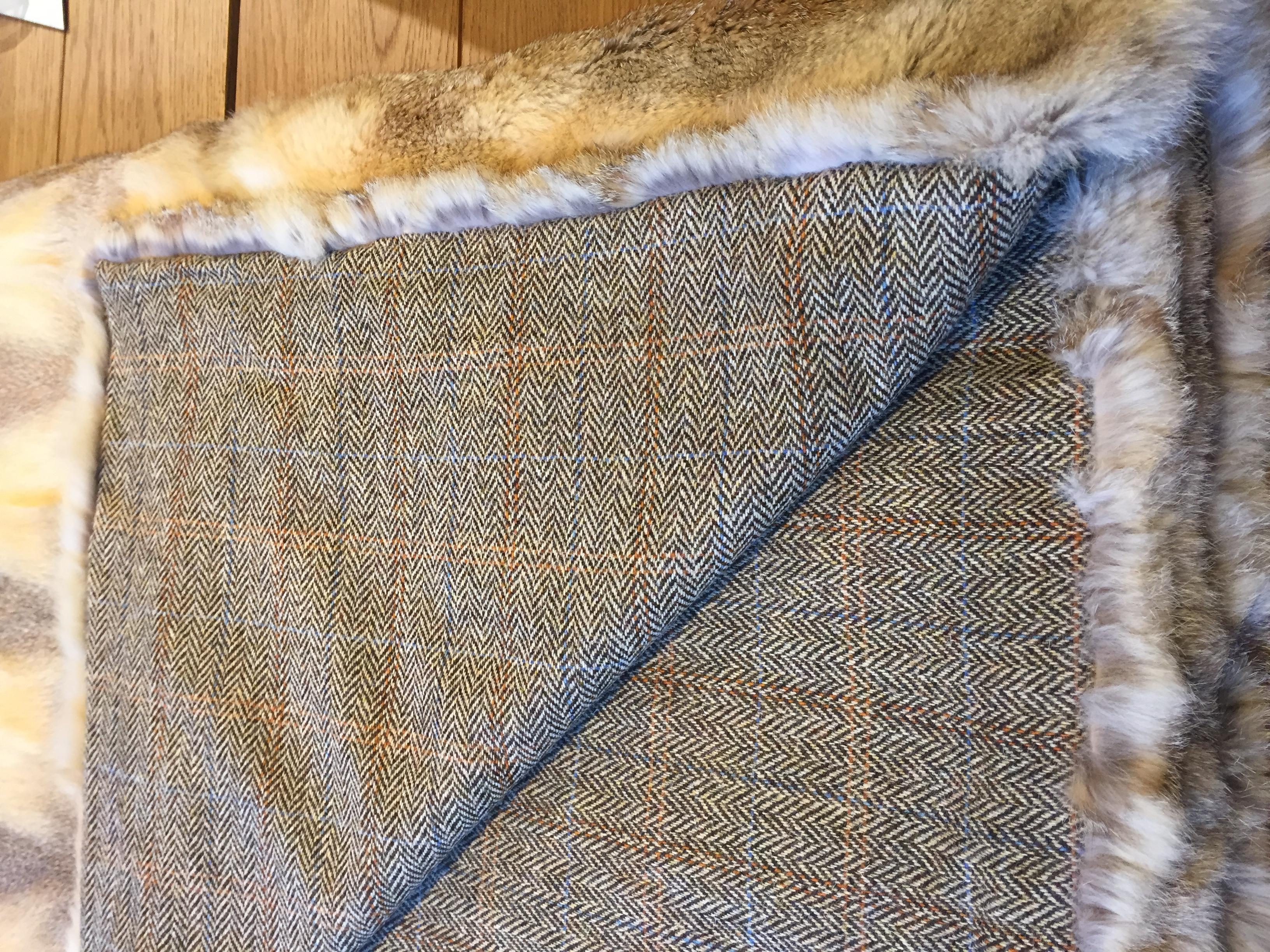 Hand-Crafted Prairie Fox Throw Lined With Harris Tweed
