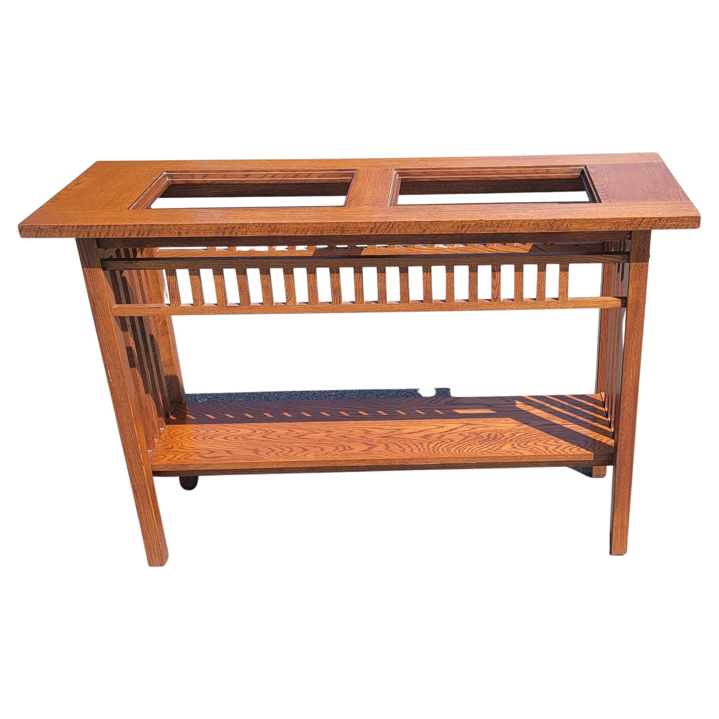 American Prairie School Style Amish Craft Mission Oak Arts and Crafts Glass Console Table