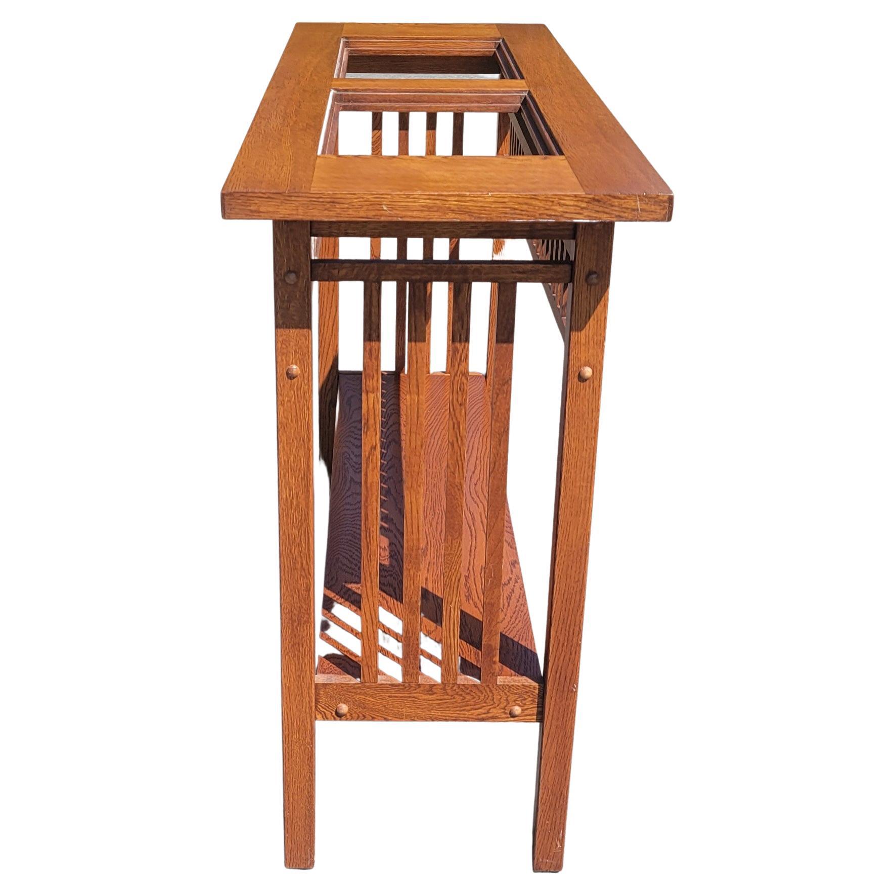 Woodwork Prairie School Style Amish Craft Mission Oak Arts and Crafts Glass Console Table