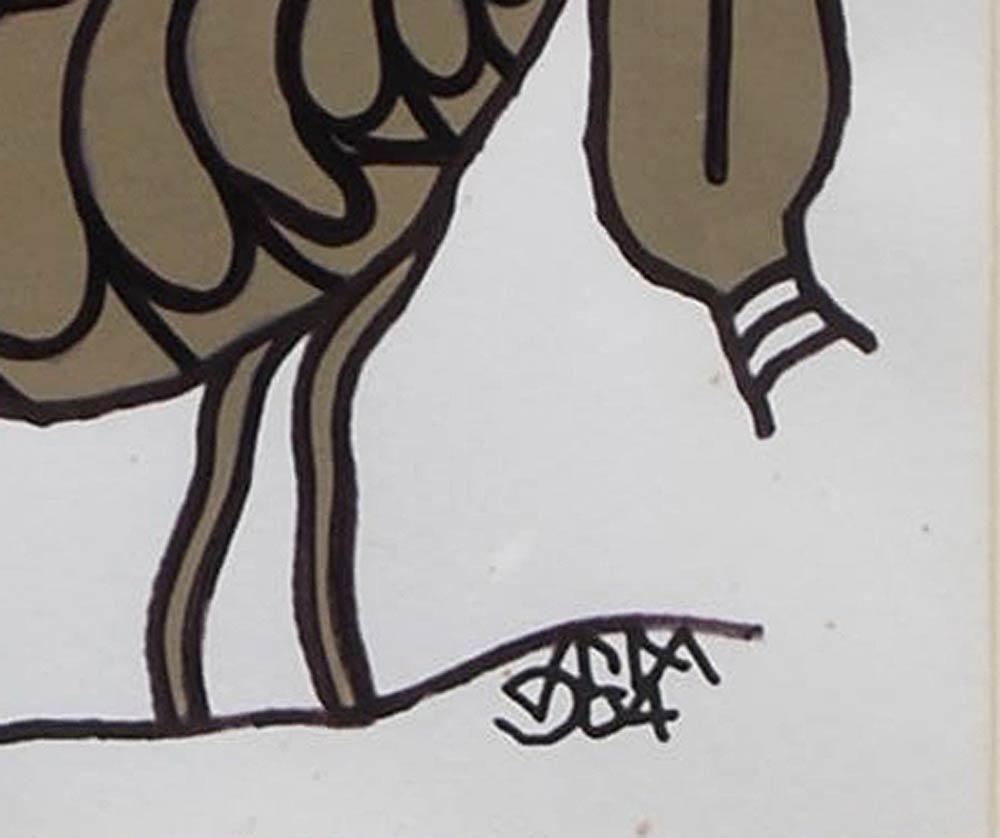 Animale, Tecnica mista su carta, Grigio, Verde, Giallo di Artista indiano 