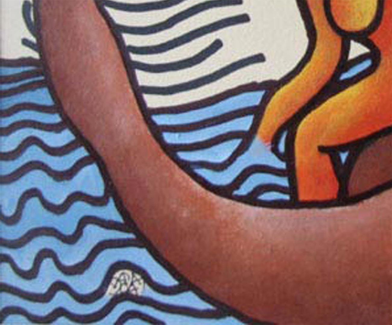 Beach Series, Mixed Media, Orange, Brown, Blue by Modern Indian Artist