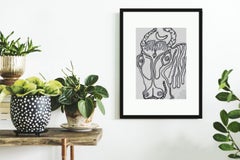 Laughing Cow, Inchiostro su carta dell'artista moderno Prokash Karmakar "In stock"