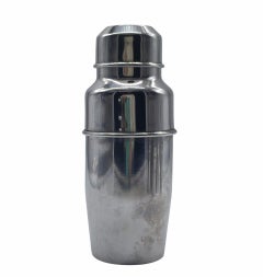 Pran Stainless Steel Shaker and 6 Glasses Set, Italy 1970s