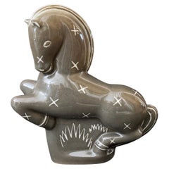 "Caballo gris rampante", rara escultura Art Déco de Gregory, años 30