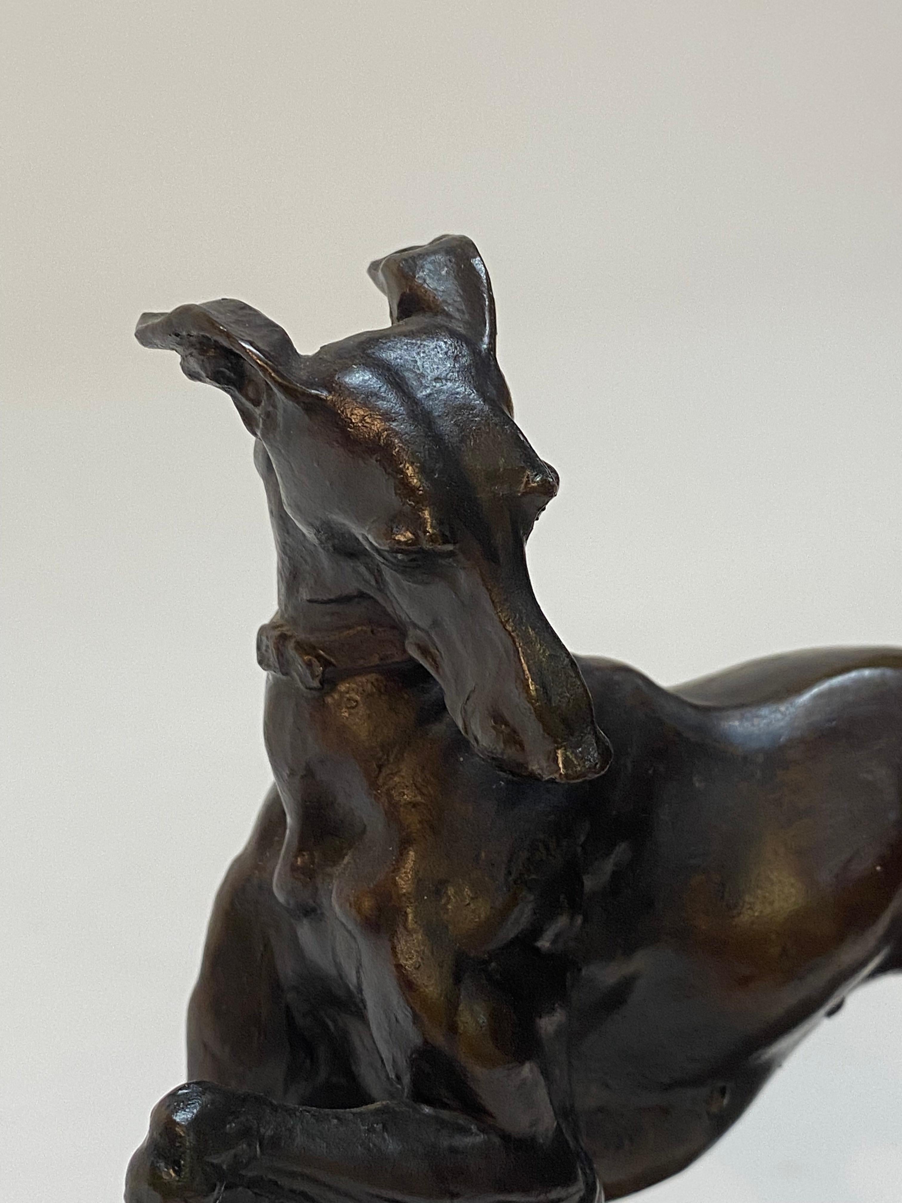 Mid-19th Century Prancing Greyhound Bronze by Pierre Jules Mene For Sale