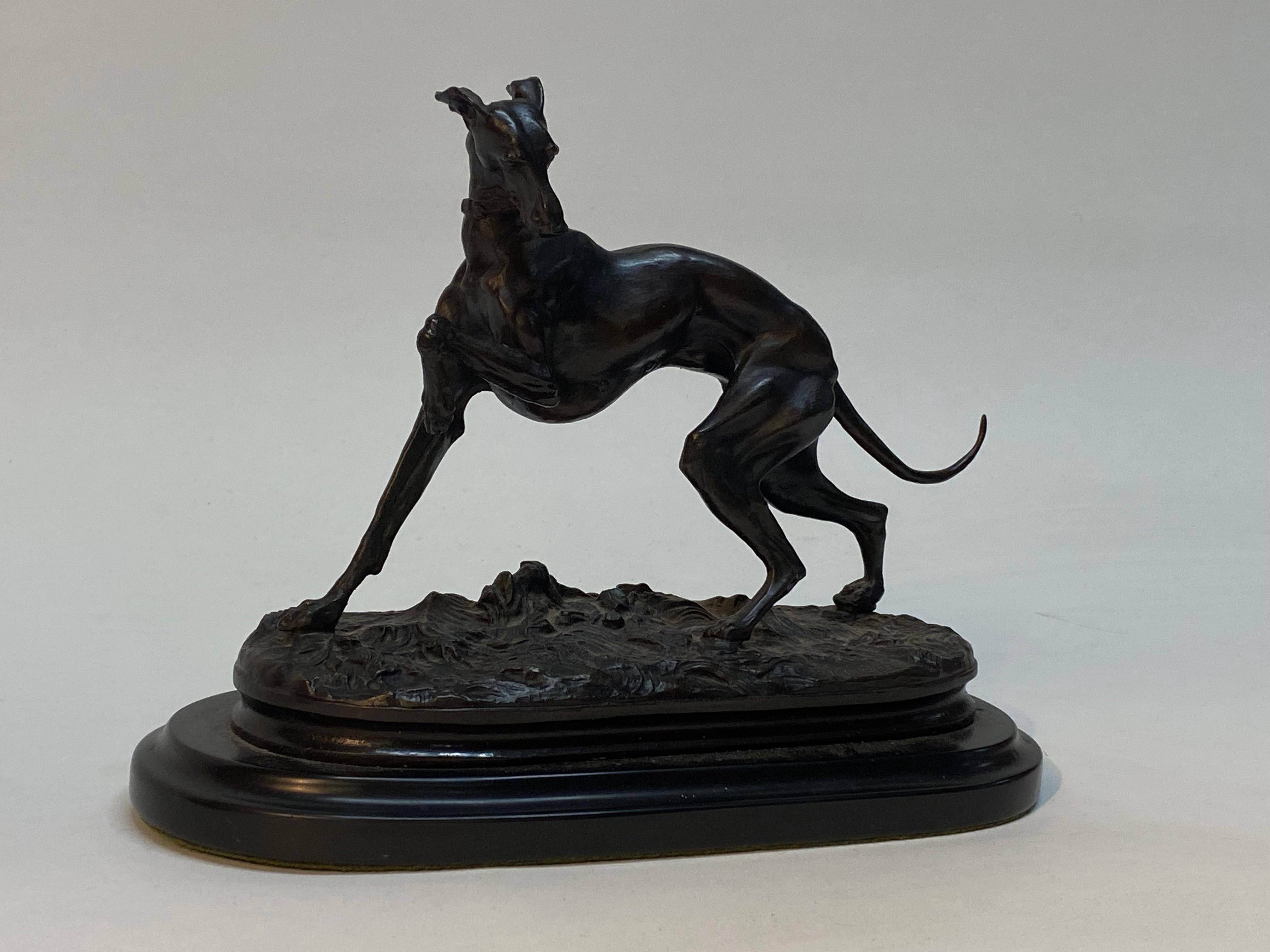 Prancing Windhund aus Bronze von Pierre Jules Mene (Belle Époque)