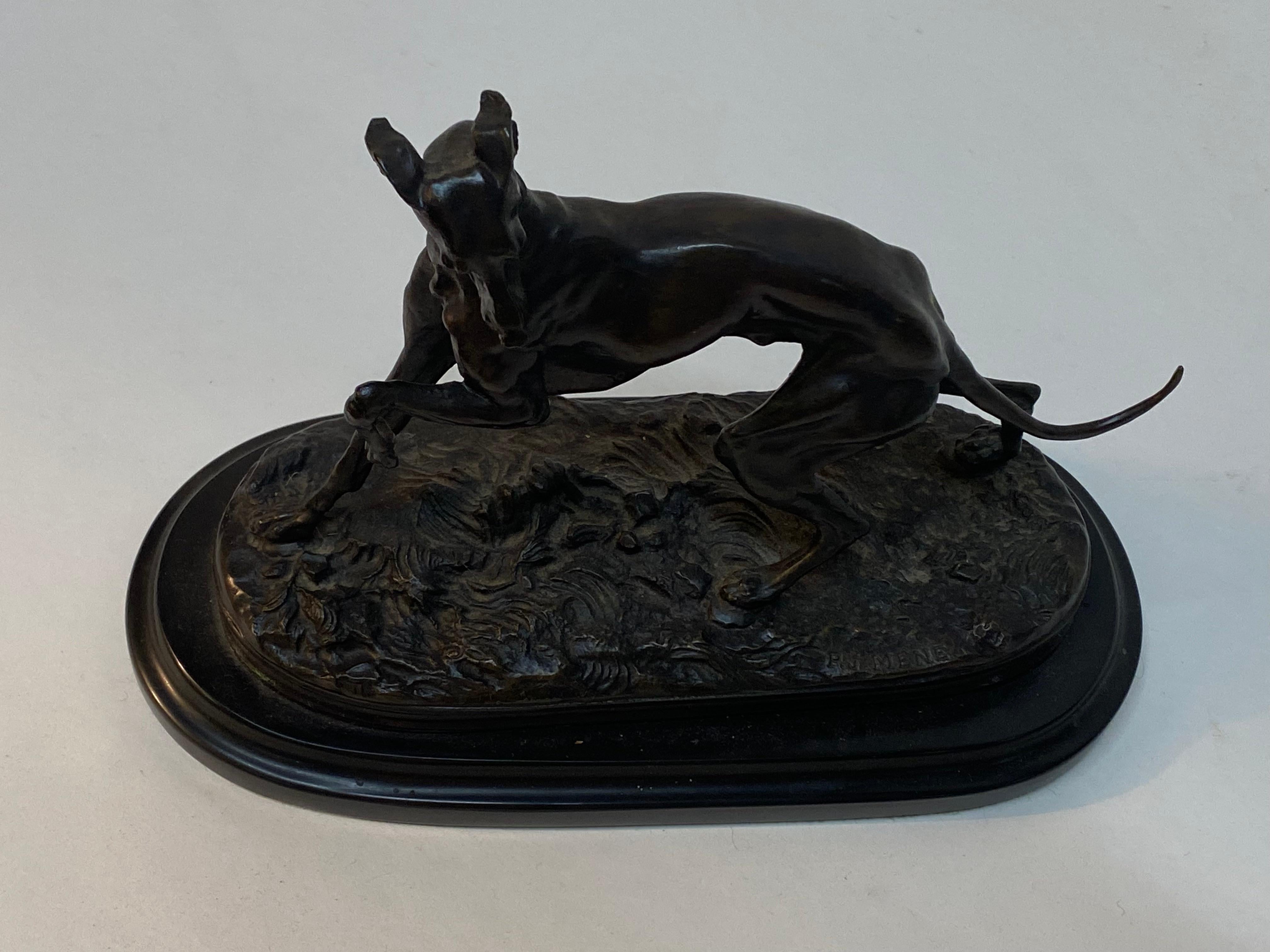 Prancing Windhund aus Bronze von Pierre Jules Mene (Französisch)