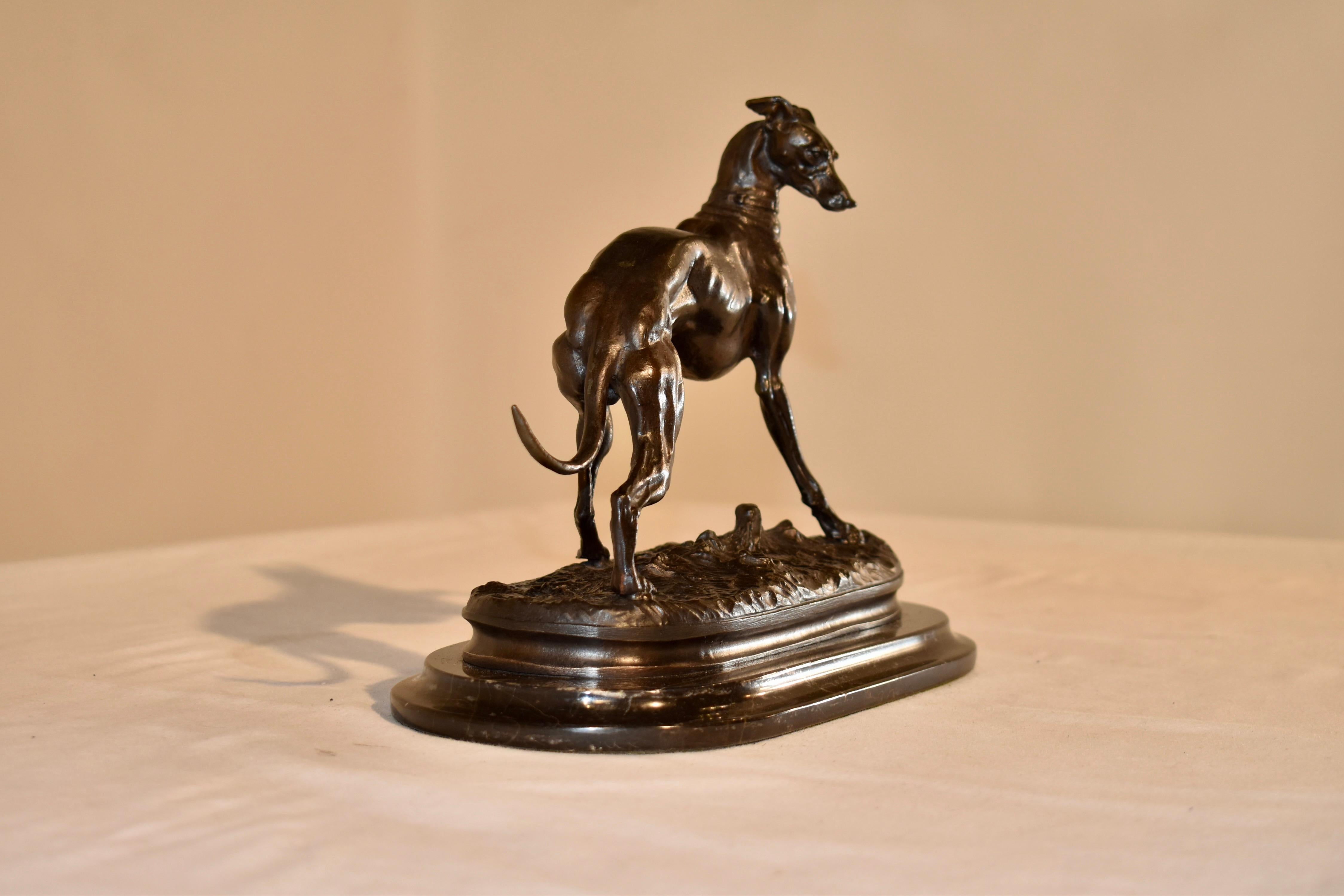 French Prancing Greyhound Bronze by Pierre Jules Mene