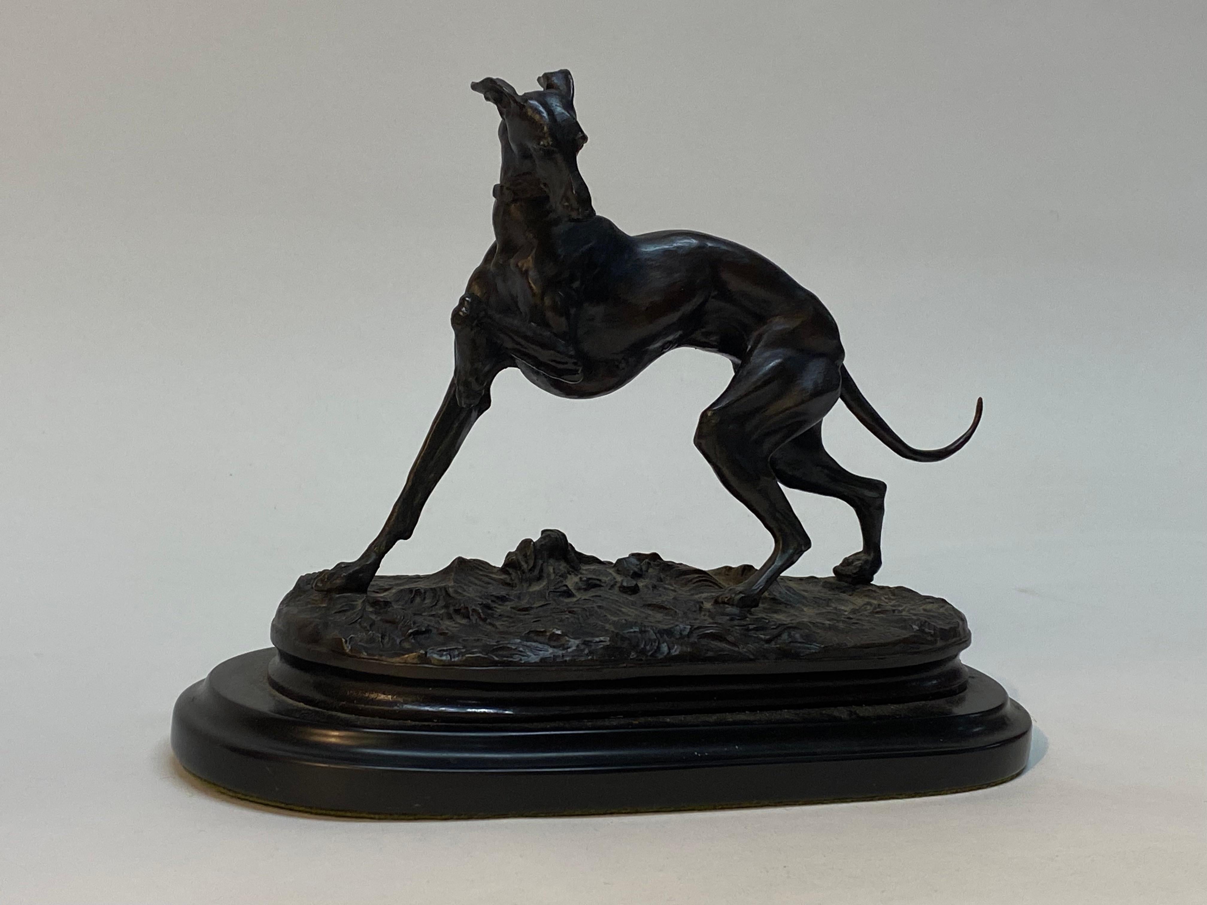 Prancing Windhund aus Bronze von Pierre Jules Mene (Gegossen)