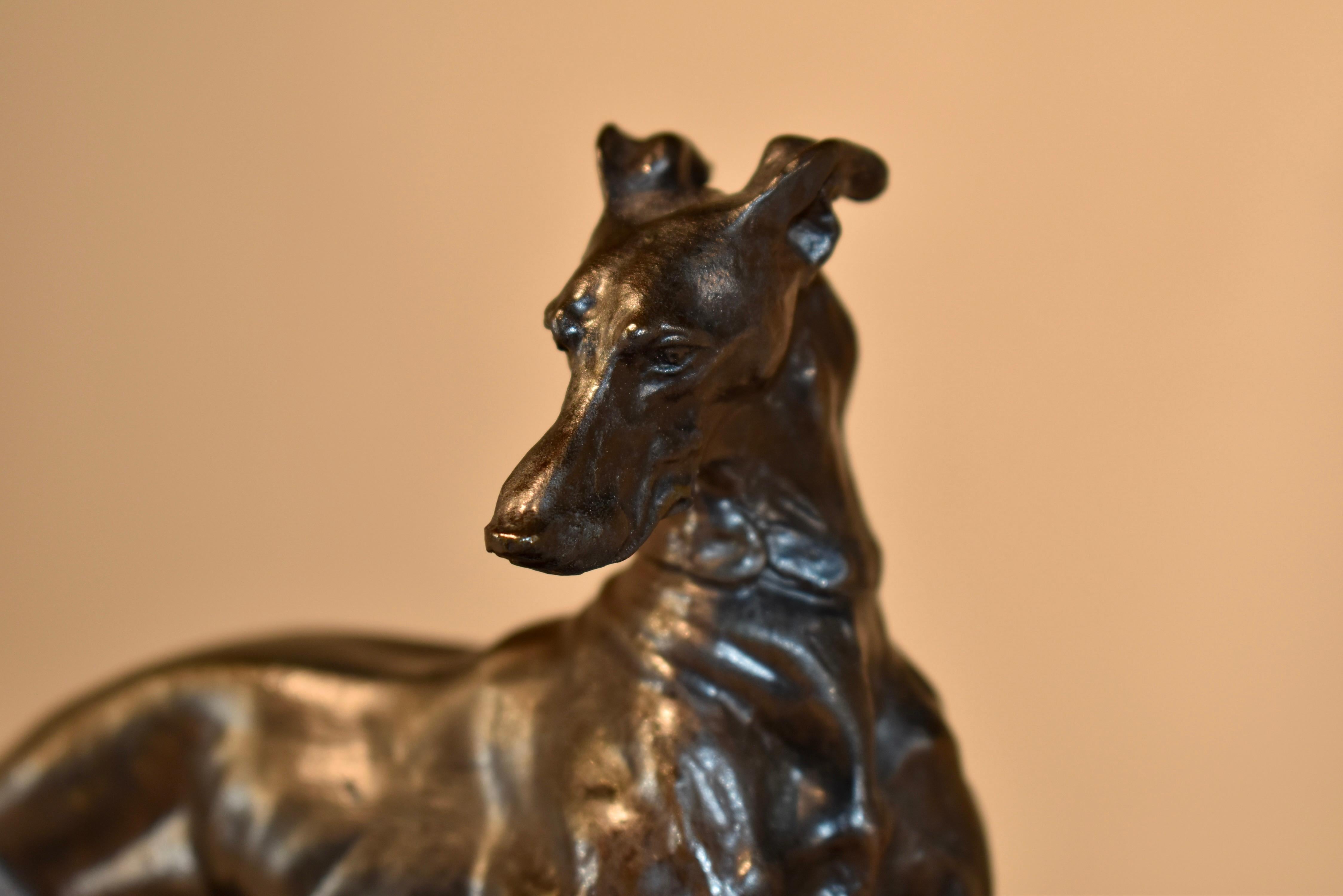 19th Century Prancing Greyhound Bronze by Pierre Jules Mene