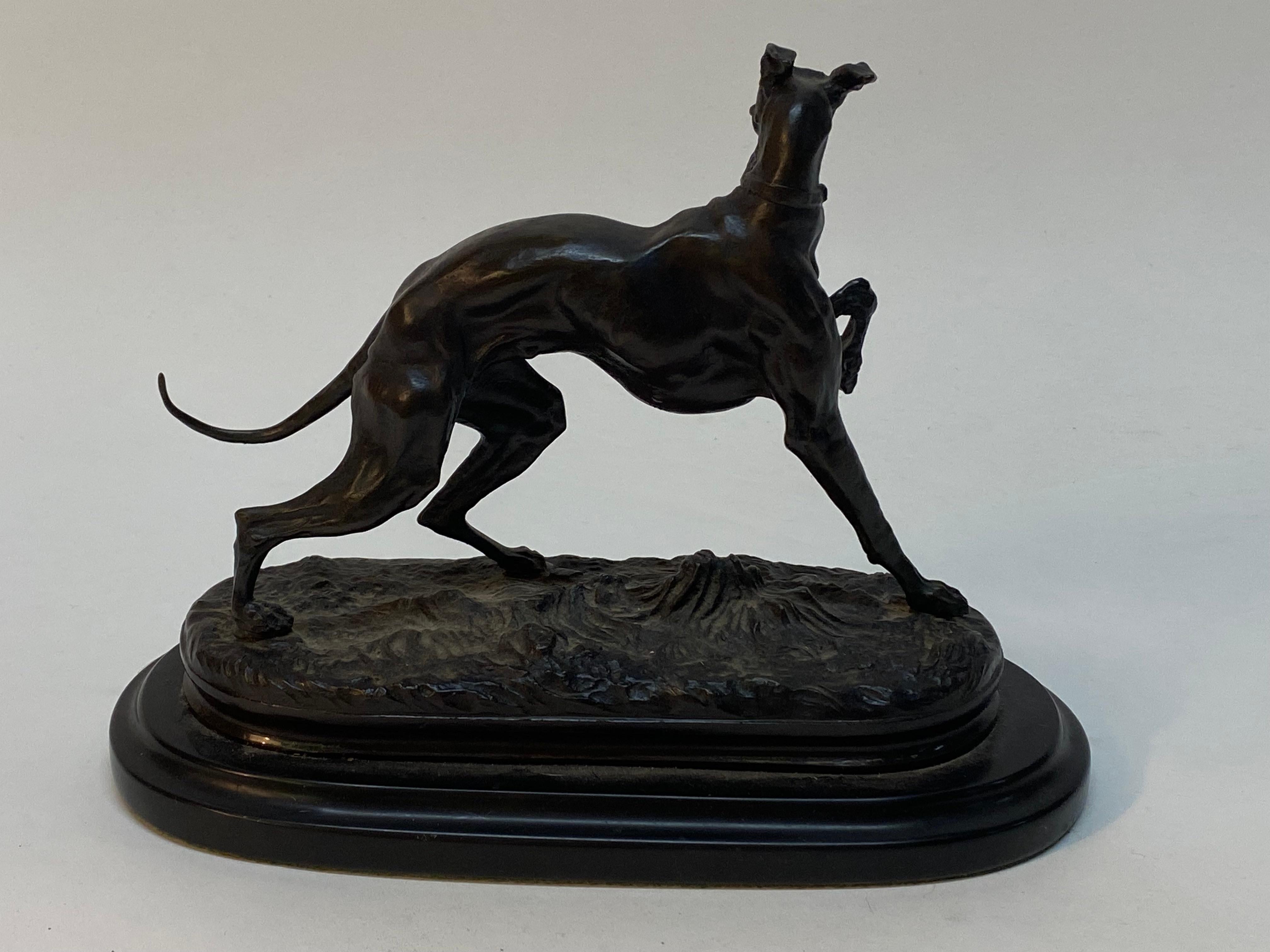 Cast Prancing Greyhound Bronze by Pierre Jules Mene For Sale