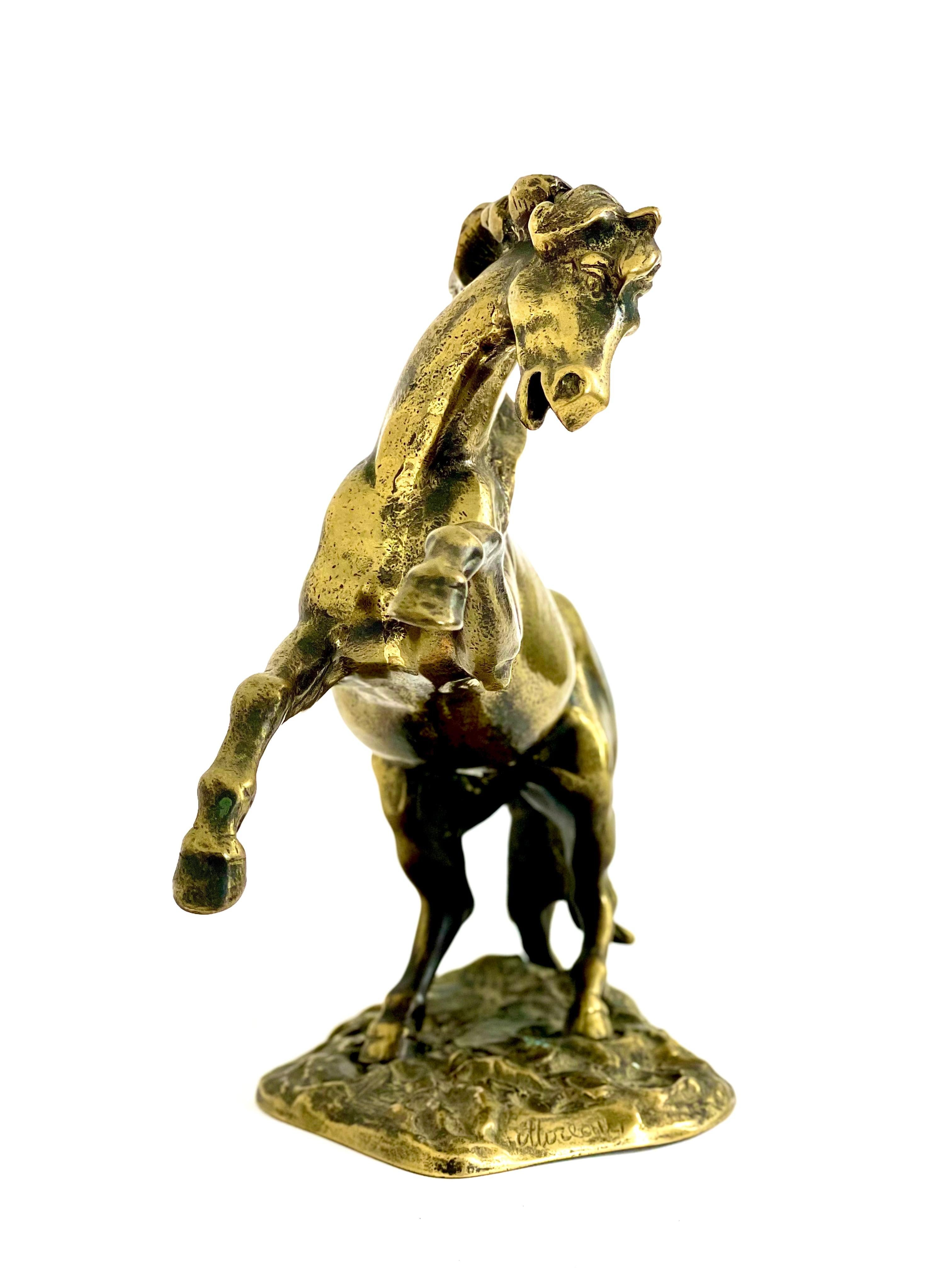Bronze doré français du 19ème siècle « Cheval en train de courir » d'Auguste Moreau Bon état à LA CIOTAT, FR