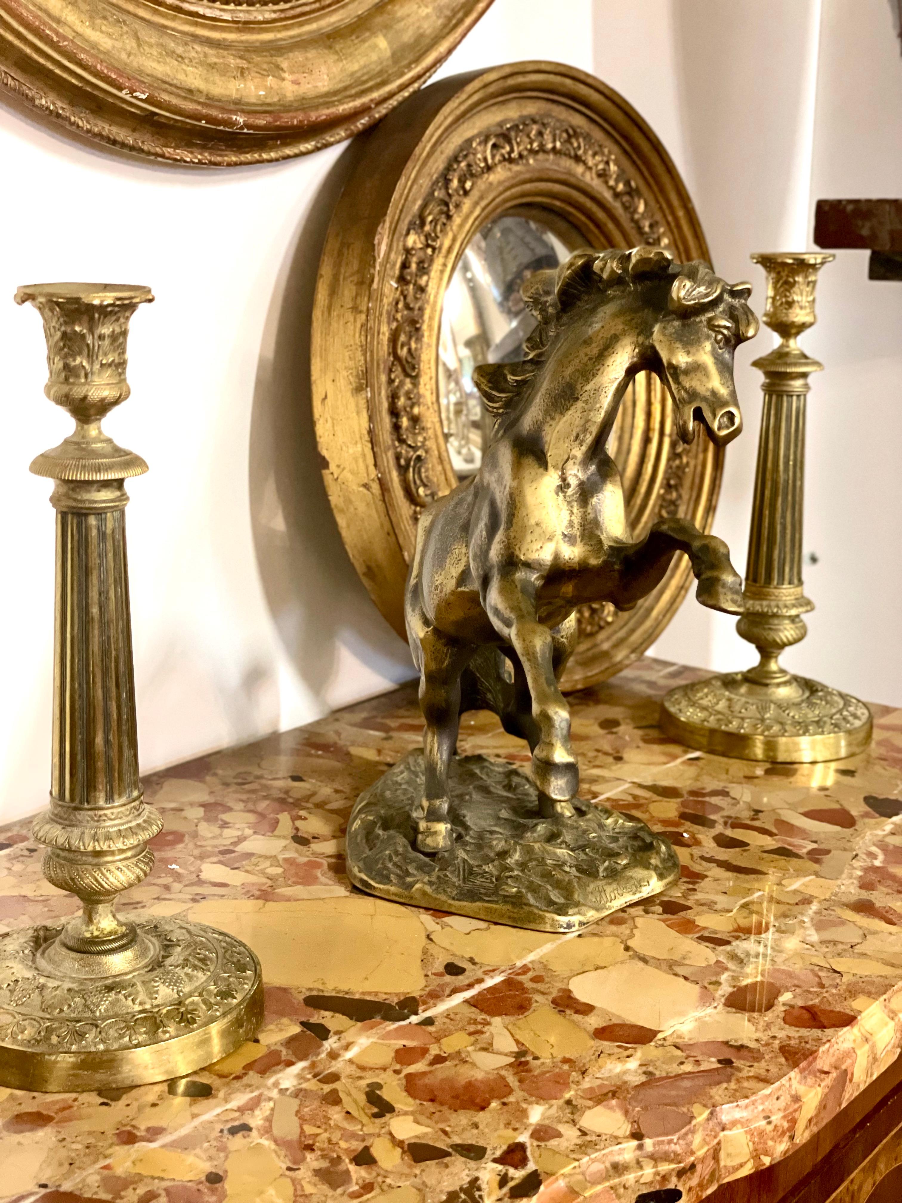 XIXe siècle Bronze doré français du 19ème siècle « Cheval en train de courir » d'Auguste Moreau