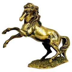 Bronzo dorato francese del XIX secolo di Augustuste Moreau "Cavallo Rampante 